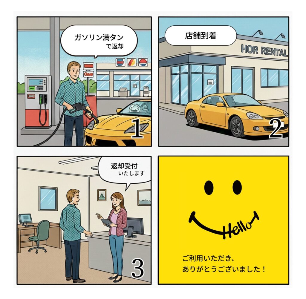 レンタカーの返却手順
